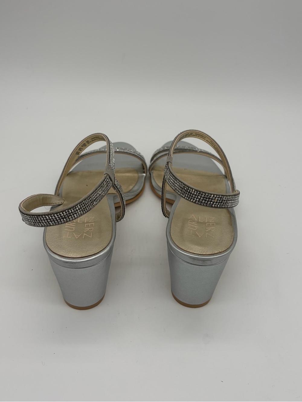 Naturalizer Silver Metallic Rhinestone Sling Heel Sandals - Picture 5 of 8